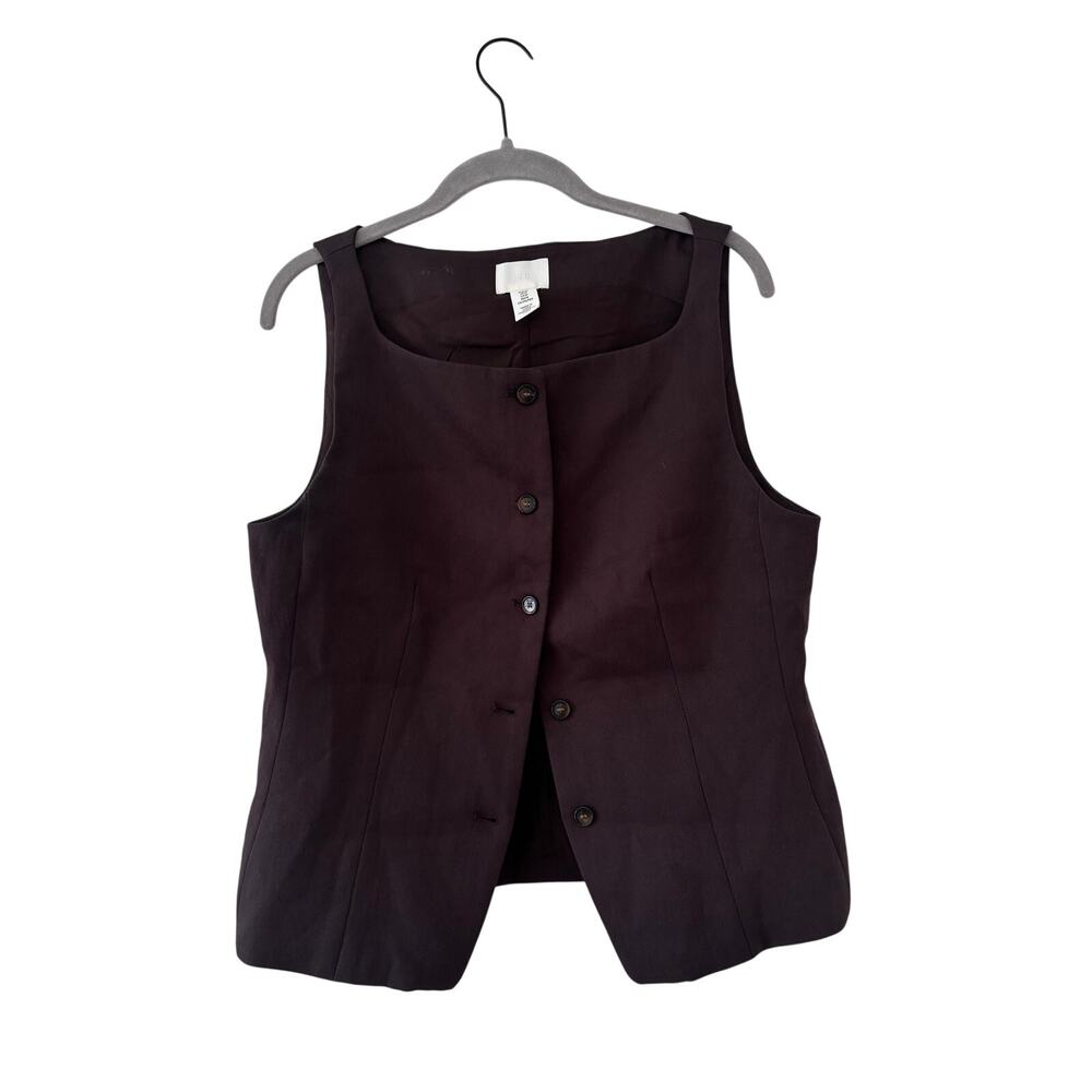 H&M Womens Brown Button Front Vest Sleeveless Career Office Top Size M EU42 - Picture 2 of 6